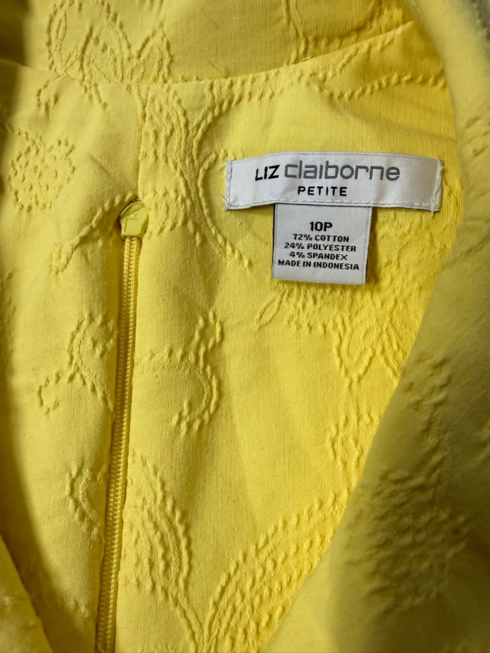 Liz Claiborne Yellow Textured Fit Flare Dress Kentucky Derby Spring Wedding 10P - Picture 4 of 9